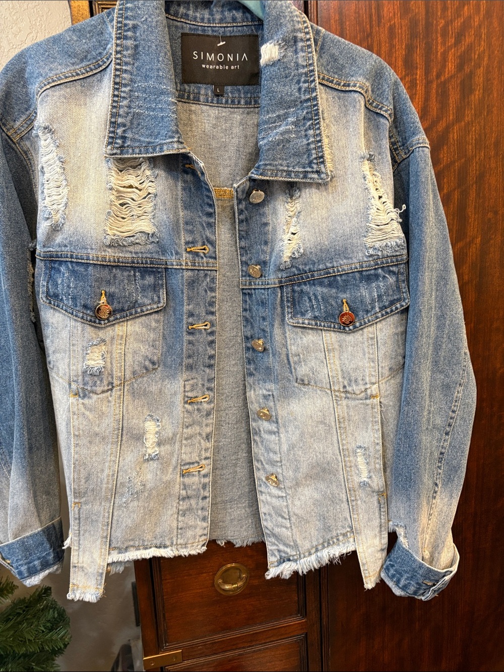 Distressed Light Blue Denim Jacket vintage